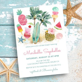 tropical beach summer fun bridal shower invitation