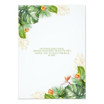 Tropical Engagement Party Floral Gold Budget Invitation Front View