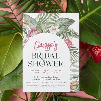 tropical floral arch modern summer bridal shower invitation