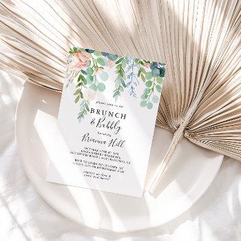 tropical floral brunch and bubbly bridal shower invitation