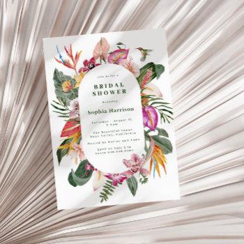 tropical floral frame bridal shower invitation