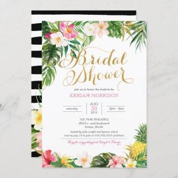 tropical floral or luau style bridal shower invitation