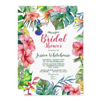 tropical floral watercolor bridal shower invite