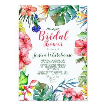 Tropical Floral Watercolor Bridal Shower Invite Front View