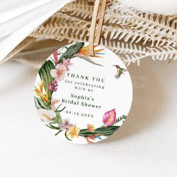tropical floral wreath bridal shower invitation favor tags