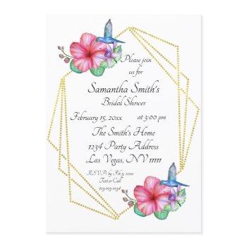 tropical flowers hummingbird bridal shower invitation