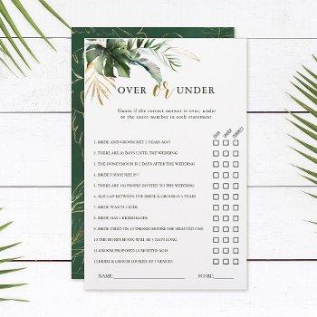 tropical foliage over or under bridal shower game 