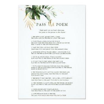 Tropical Foliage Pass The Poem Bridal Shower Game Front View