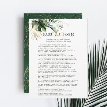 tropical foliage pass the poem bridal shower game invitation