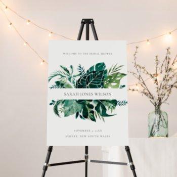 tropical green foliage bridal shower welcome foam board