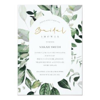 Tropical Green Leafy Capsule Bridal Shower Invite Front View