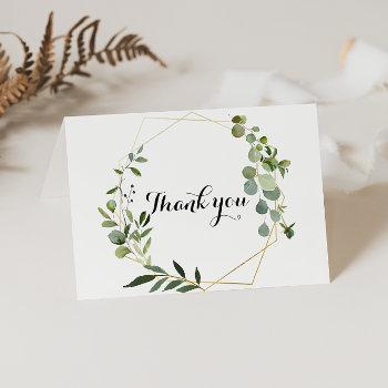 Tropical Green Leaves Thank You Card Front View