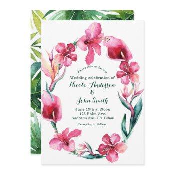 tropical hawaiian flowers wedding invitations