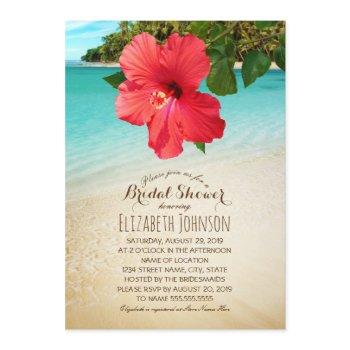 tropical hibiscus beach themed bridal shower invitation