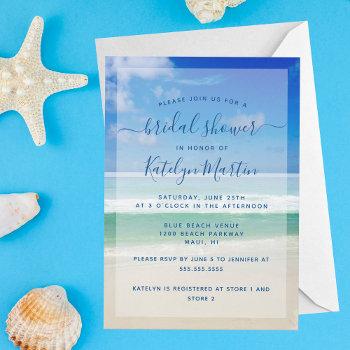 tropical ocean waves photo beach bridal shower invitation