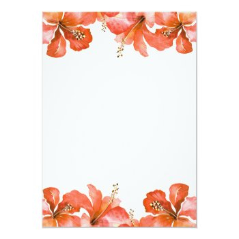 Tropical Orange Hibiscus Hawaiian Party Invitation Front View