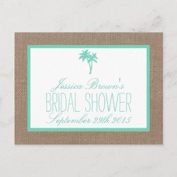 tropical palm tree beach bridal shower recipe card