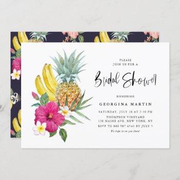 tropical pineapple and hibiscus bridal shower invitation