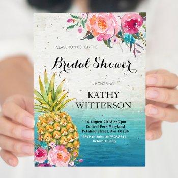 tropical pineapple bridal shower invitation