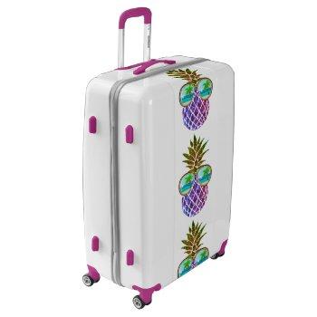 tropical pink purple pineapple luggage