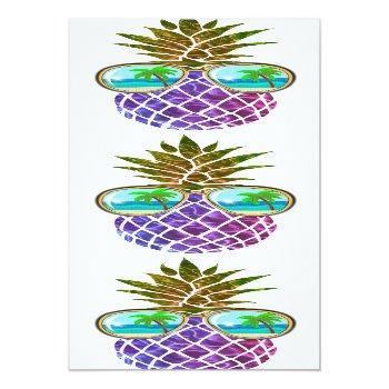 Tropical Pink Purple Pineapple Luggage Front View