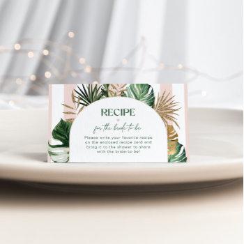 tropical pink stripes palm bridal shower recipe enclosure card