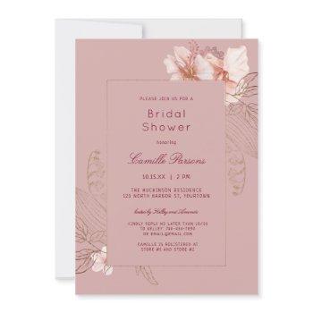 tropical pink tracery bridal shower invitation