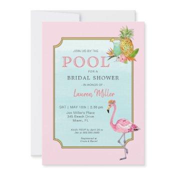 tropical poolside bridal shower invitation