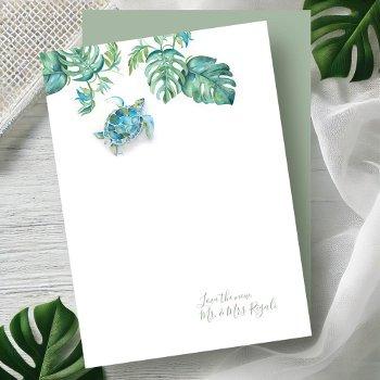 Tropical Sea Turtle Wedding Thank You Cards Front View