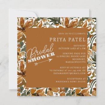 tropical terracotta neutral boho bridal shower invitation