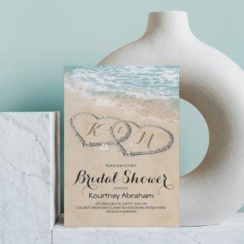 tropical vintage beach heart bridal shower invitation