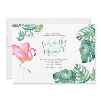 tropical watercolor greenery couples shower