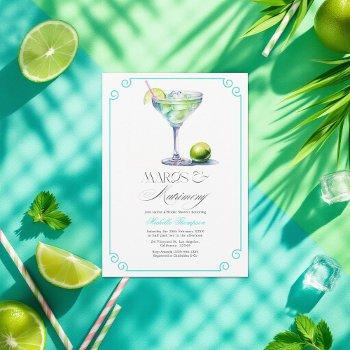 turquoise and lime margs & matrimony bridal shower invitation
