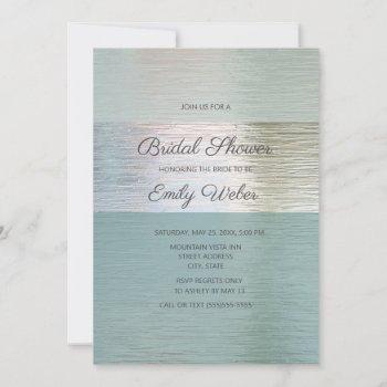 turquoise blue silver sea glass bridal shower  invitation