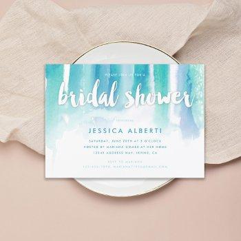 turquoise blue watercolors bridal shower invitation