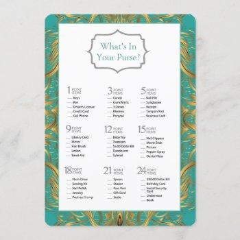 turquoise gold flourishes bridal shower game invitation