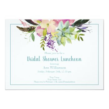 Turquoise Pink Watercolor Floral Front View