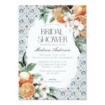 Tuscany Tile Coastal Italian Bridal Shower Invite Front View