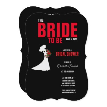 tuxedo suit & bride silhouette bridal shower invitation