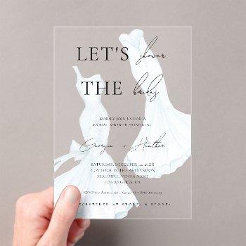 two brides lgbtq watercolor dress bridal shower acrylic invitations