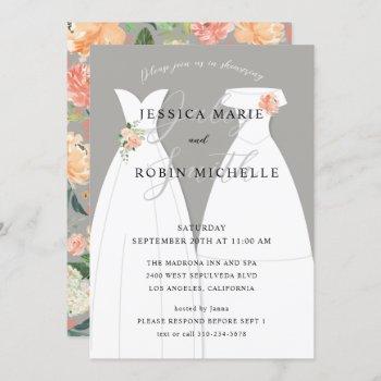 two brides wedding dress lesbians couples shower invitation