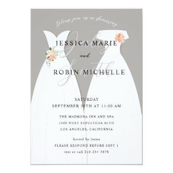 Two Brides Wedding Dress Lesbians Couples Shower Invitation Front View