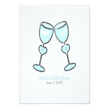 Two Heart Wine Glasses Bridal Shower Engagement Classic Round Sticker Front View