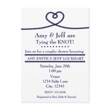 tying the knot heart wedding shower invitation