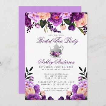 ultra violet purple bridal shower tea party invite