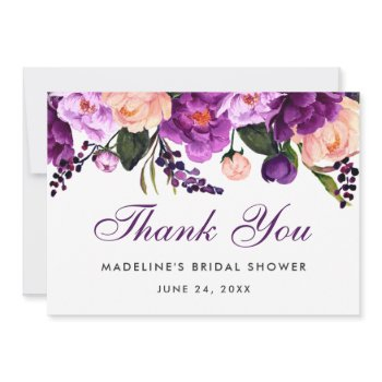 ultra violet purple floral bridal shower thanks ps invitation