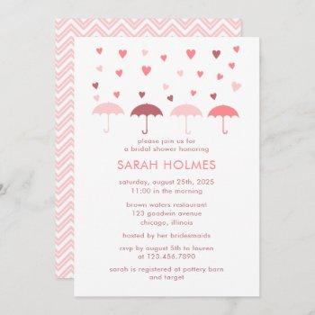 umbrellas and hearts bridal shower invitation