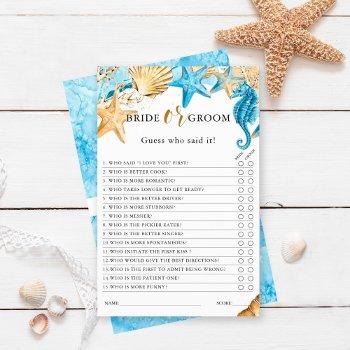 under the sea bride or groom bridal shower game