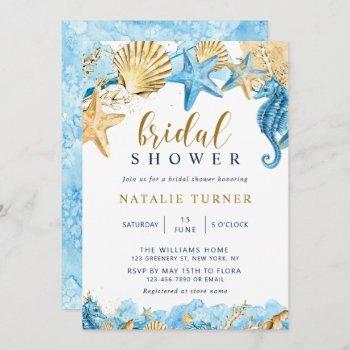 under the sea | gold and blue bridal shower  invitation