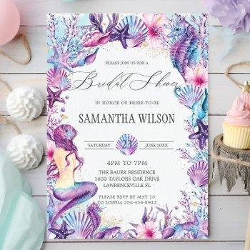 under the sea mermaid reef shells bridal shower  invitation